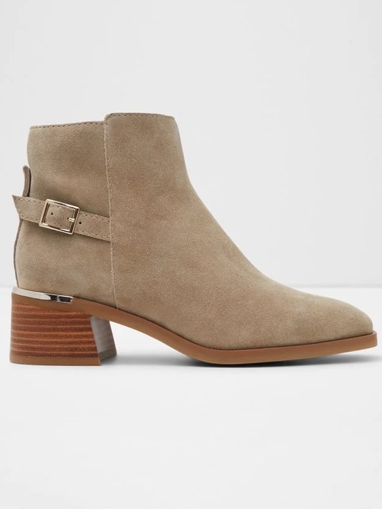 Aldo Shoes - Aldo Serrafina Suede Leather Ankle Bootie with Buckle Strap - Taupe